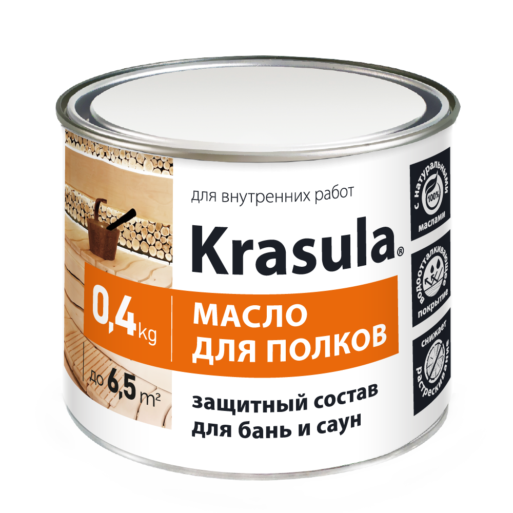 Защитный состав для бань и саун «KRASULA® масло для полков»<br>